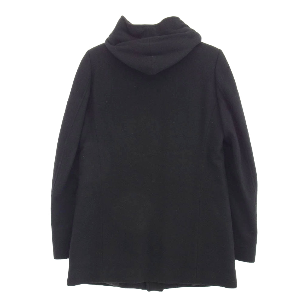 STEPHAN SCHNEIDER ステファンシュナイダー ベルギー製 フード ウール ラップコート 裏地キルティング ベージュ ブラック系 4【中古】