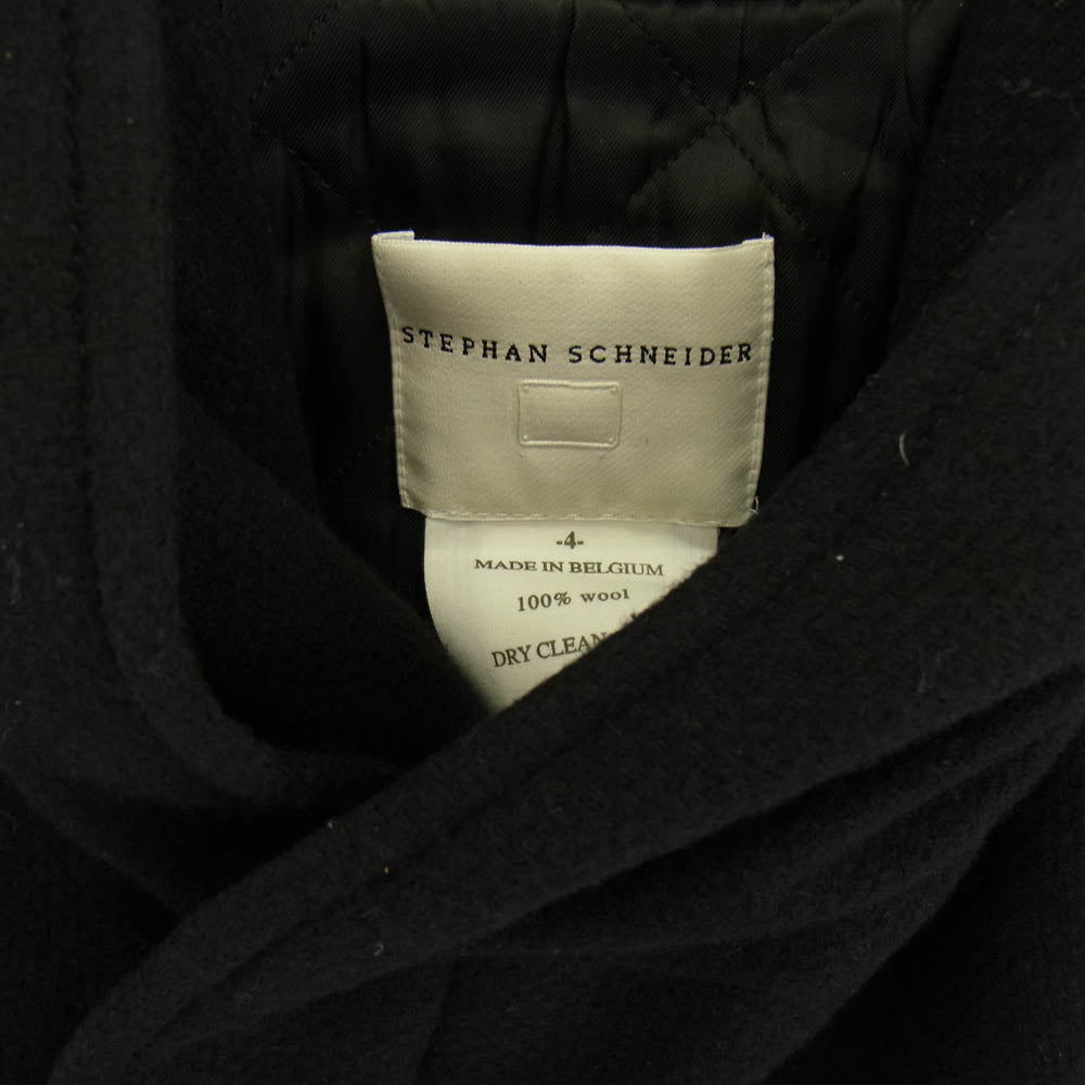 STEPHAN SCHNEIDER ステファンシュナイダー ベルギー製 フード ウール ラップコート 裏地キルティング ベージュ ブラック系 4【中古】