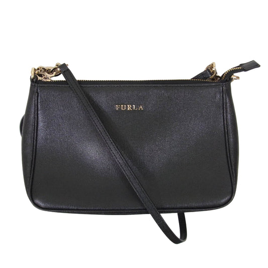 Furla フルラ レザー ショルダー バッグ ブラック系【中古】