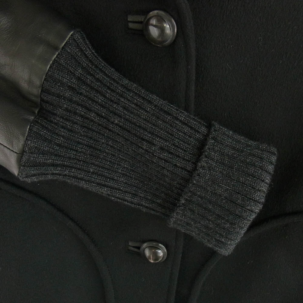 【美品】SLOWGUN カシミヤ×ラムレザー スタジャン 3 日本製 ブラック スロウガン レザースタジャン カシミヤ100% メンズ SIZE 5 (L) slowgun