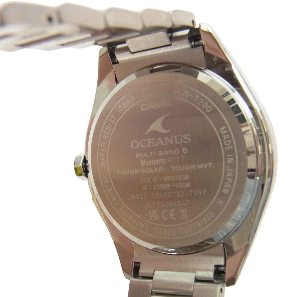 CASIO OCEANUS カシオ オシアナス OCW-T200S-7AJF タフソーラー 電波ソーラー 10気圧防水 Bluetooth スマートフォンリンク 腕時計 シルバー系【極上美品】【中古】
