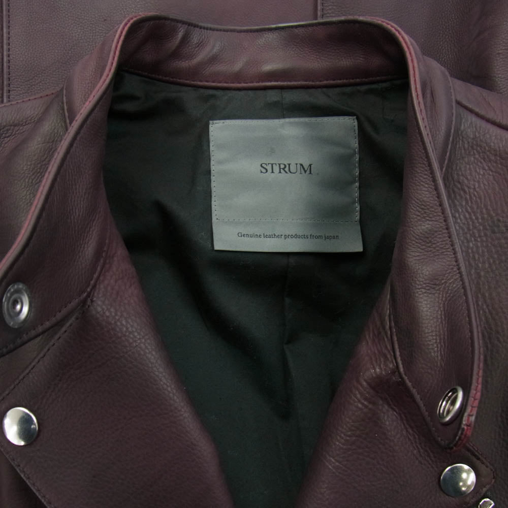 STRUM ストラム STL082-06 フルタンニン鞣し カーフスキン 燃焼製品染め ELEVEN セミダブル ライダースジャケット CRIMSON RED L【中古】