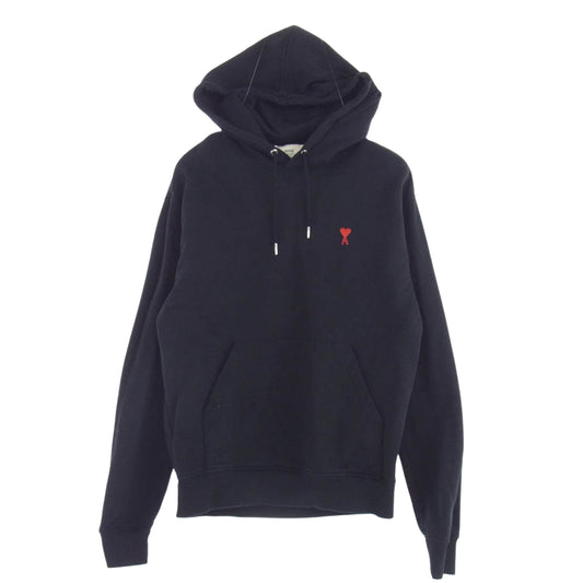 AMI PARIS アミパリス BFUSW200.730 SMALL ADC HOODIE コットン ハートロゴ 刺繍 プルオーバー スウェット パーカー フーディー ブラック系 L【中古】