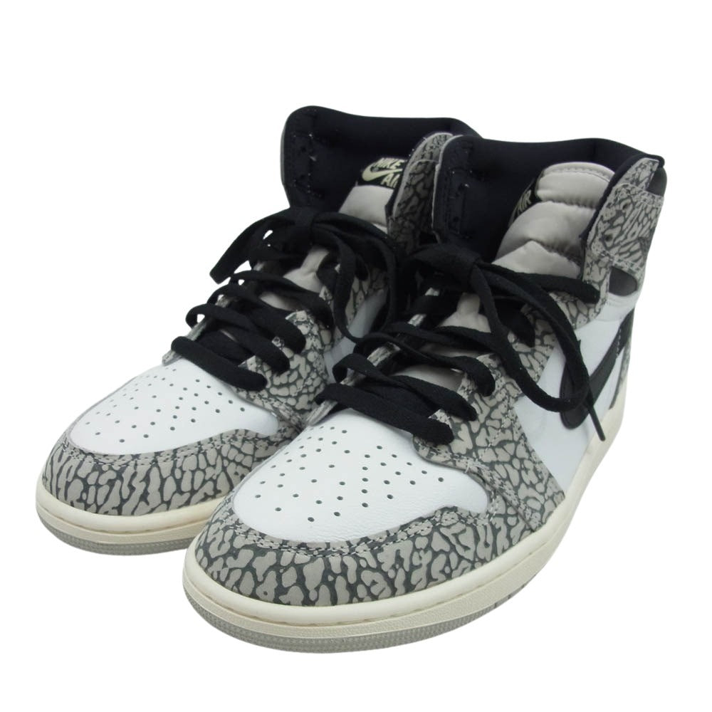 NIKE ナイキ DZ5485-052 Air Jordan 1 High OG White Cement Safari エアジョーダン1 ハイ OG ホワイトセメント サファリ ハイカット スニーカー グレー系 ホワイト系 27cm【極上美品】【中古】