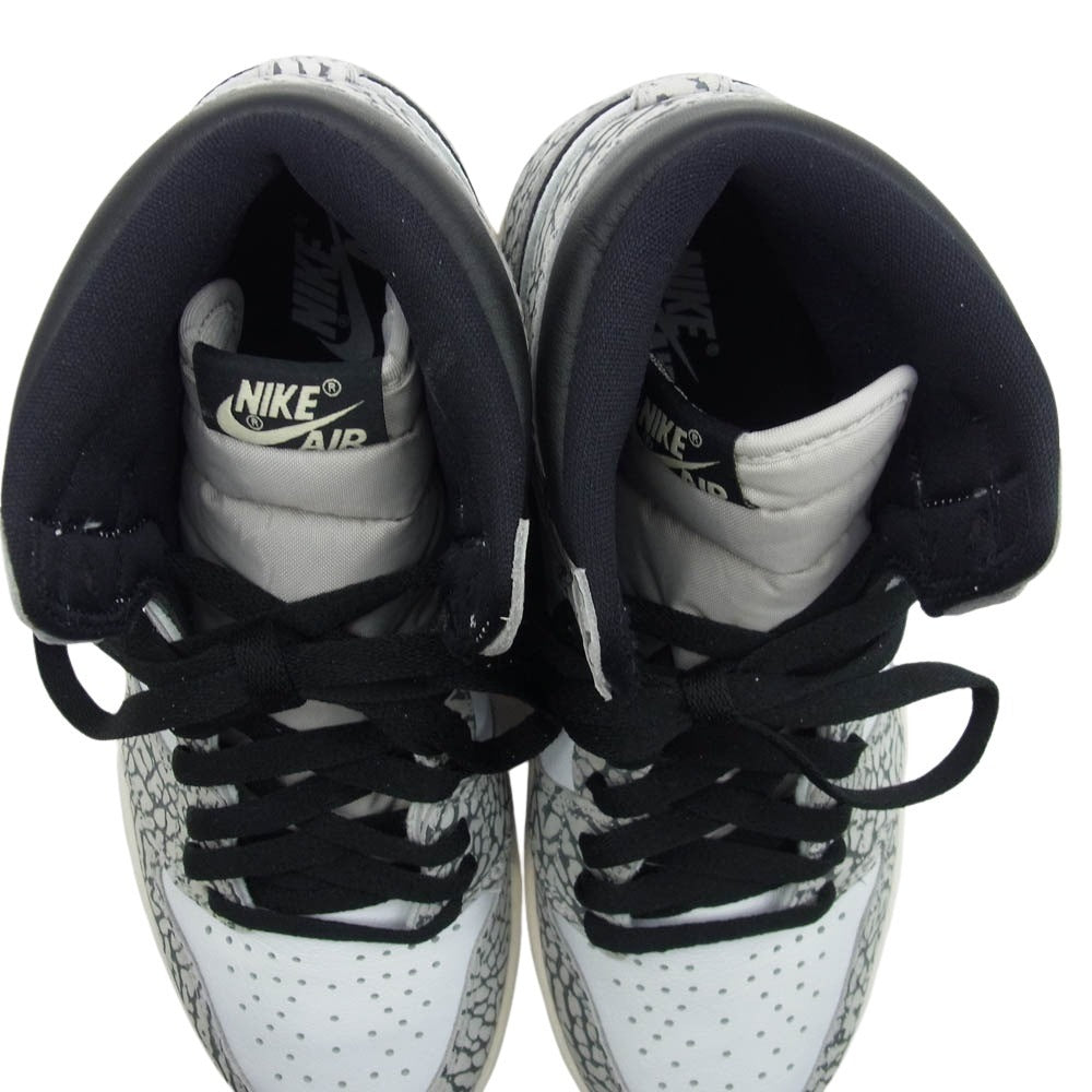NIKE ナイキ DZ5485-052 Air Jordan 1 High OG White Cement Safari エアジョーダン1 ハイ OG ホワイトセメント サファリ ハイカット スニーカー グレー系 ホワイト系 27cm【極上美品】【中古】