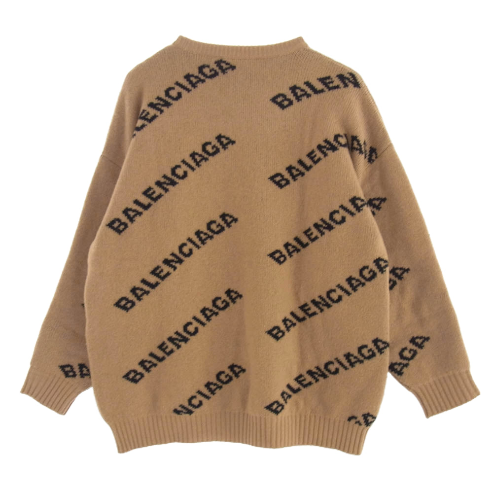 BALENCIAGA バレンシアガ 19AW 581027 T1473 オールオーバー ロゴ ウール ニット ベージュ系 ブラック系 S【中古】