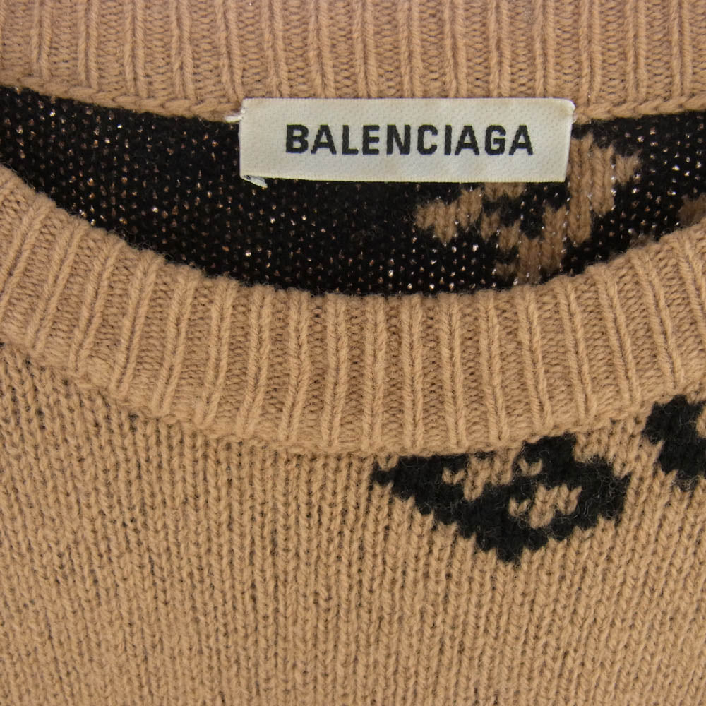 BALENCIAGA バレンシアガ 19AW 581027 T1473 オールオーバー ロゴ ウール ニット ベージュ系 ブラック系 S【中古】
