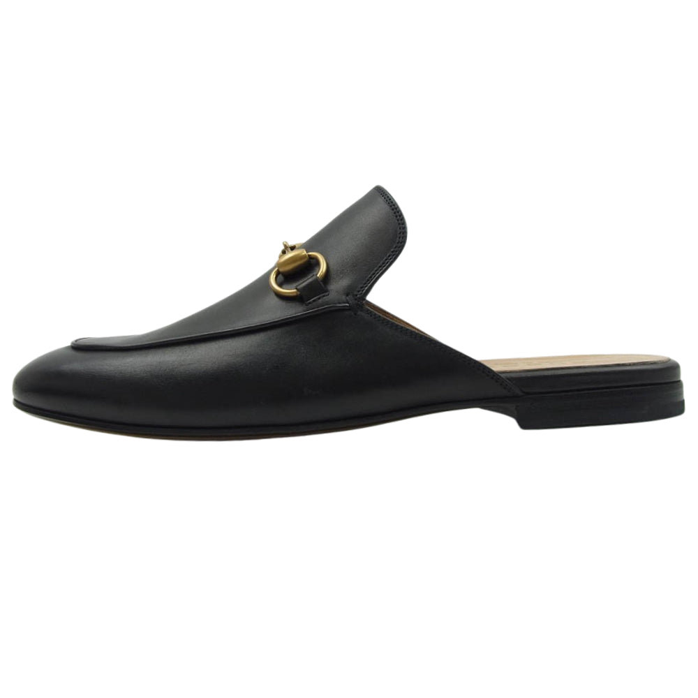 GUCCI グッチ 426219 プリンスタウン ホースビット レザー ミュール スリッパ ブラック系 6【美品】【中古】