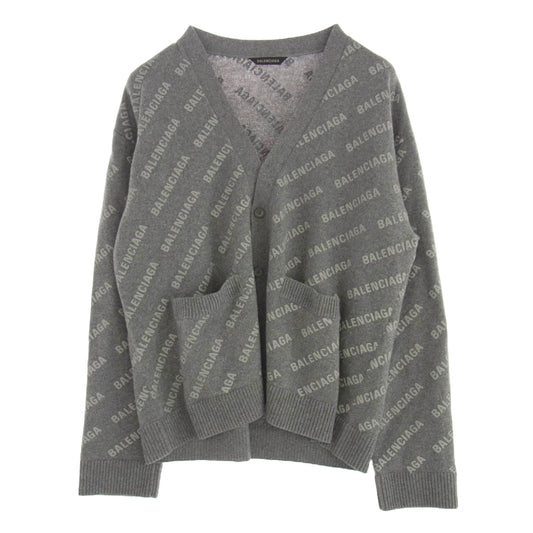 BALENCIAGA バレンシアガ 733850 T4127 オールオーバー ロゴ 総柄 ニット カーディガン グレー系 1【中古】