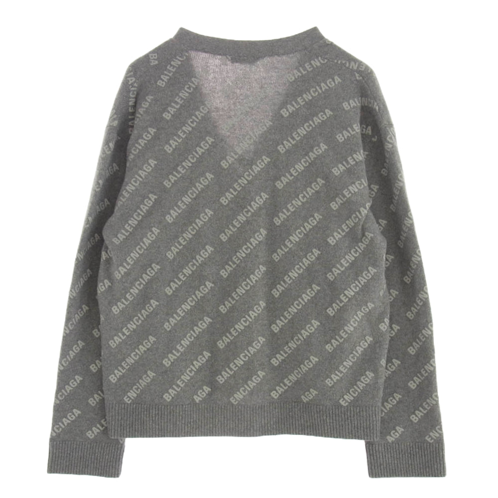 BALENCIAGA バレンシアガ 733850 T4127 オールオーバー ロゴ 総柄 ニット カーディガン グレー系 1【中古】