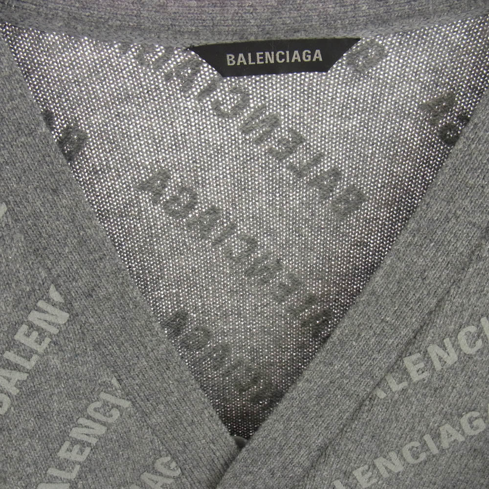 BALENCIAGA バレンシアガ 733850 T4127 オールオーバー ロゴ 総柄 ニット カーディガン グレー系 1【中古】