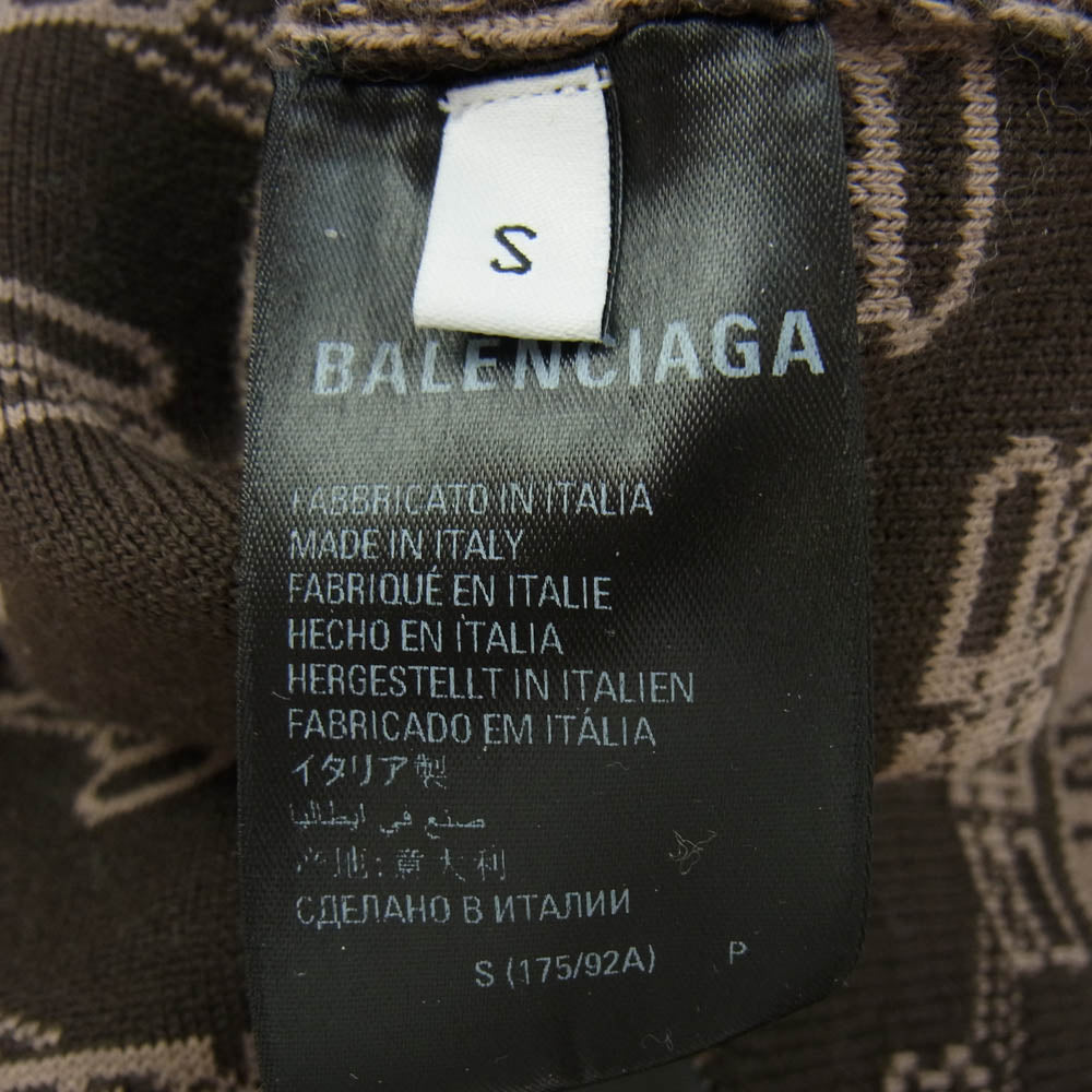 BALENCIAGA バレンシアガ 23SS 705033 T3253 BBモノグラム ロゴ 総柄 ジャガード ニット セーター ベージュ系 ブラウン系 S【中古】