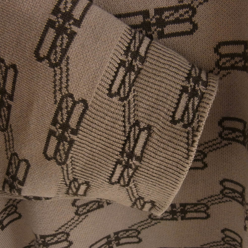 BALENCIAGA バレンシアガ 23SS 705033 T3253 BBモノグラム ロゴ 総柄 ジャガード ニット セーター ベージュ系 ブラウン系 S【中古】