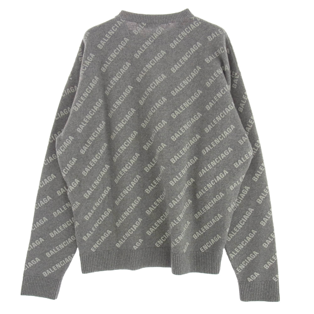 BALENCIAGA バレンシアガ 734009 T4127 オールオーバー ロゴ 総柄 ニット セーター グレー系 M【中古】