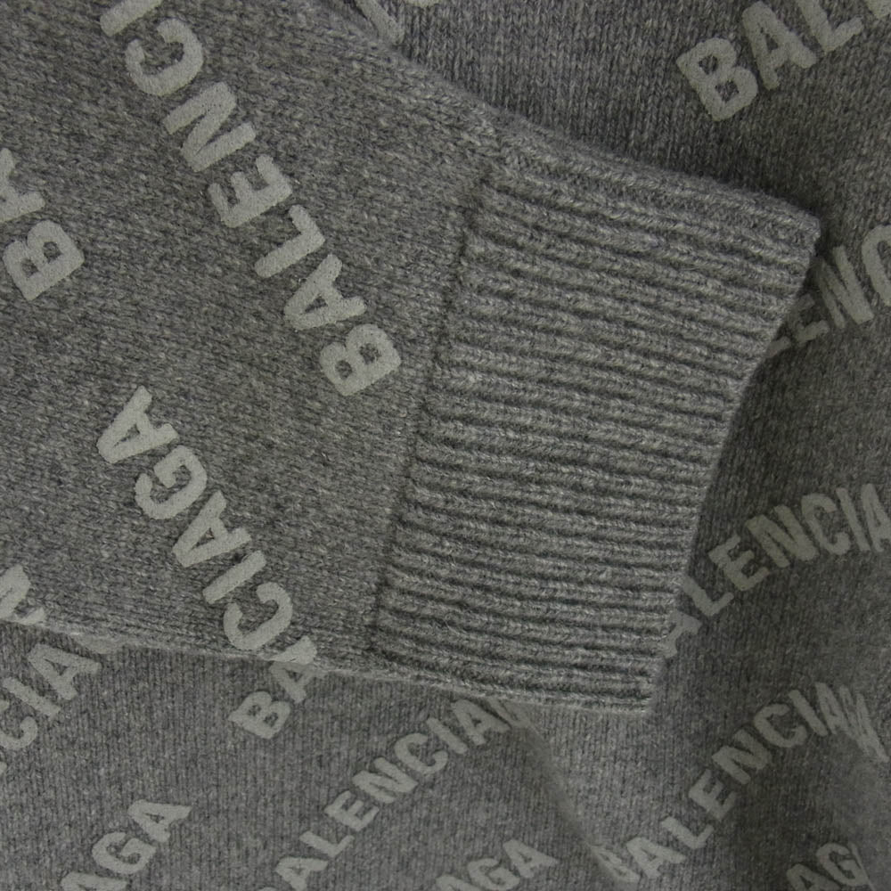 BALENCIAGA バレンシアガ 734009 T4127 オールオーバー ロゴ 総柄 ニット セーター グレー系 M【中古】