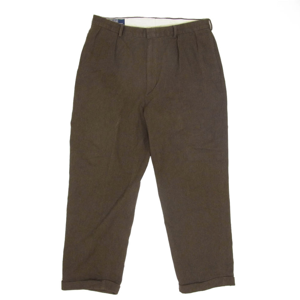POLO RALPH LAUREN ポロ・ラルフローレン ツータック コットン スラックス パンツ ブラウン系 38【中古】