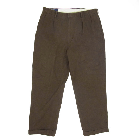 POLO RALPH LAUREN ポロ・ラルフローレン ツータック コットン スラックス パンツ ブラウン系 38【中古】