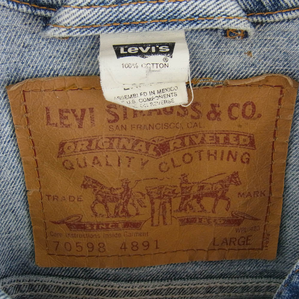 Levi's リーバイス 70598-4891 90s ボタン裏 493 3rd デカパッチ ワイドシルエット デニム トラッカー ジャケット Gジャン L ライトブルー系【中古】