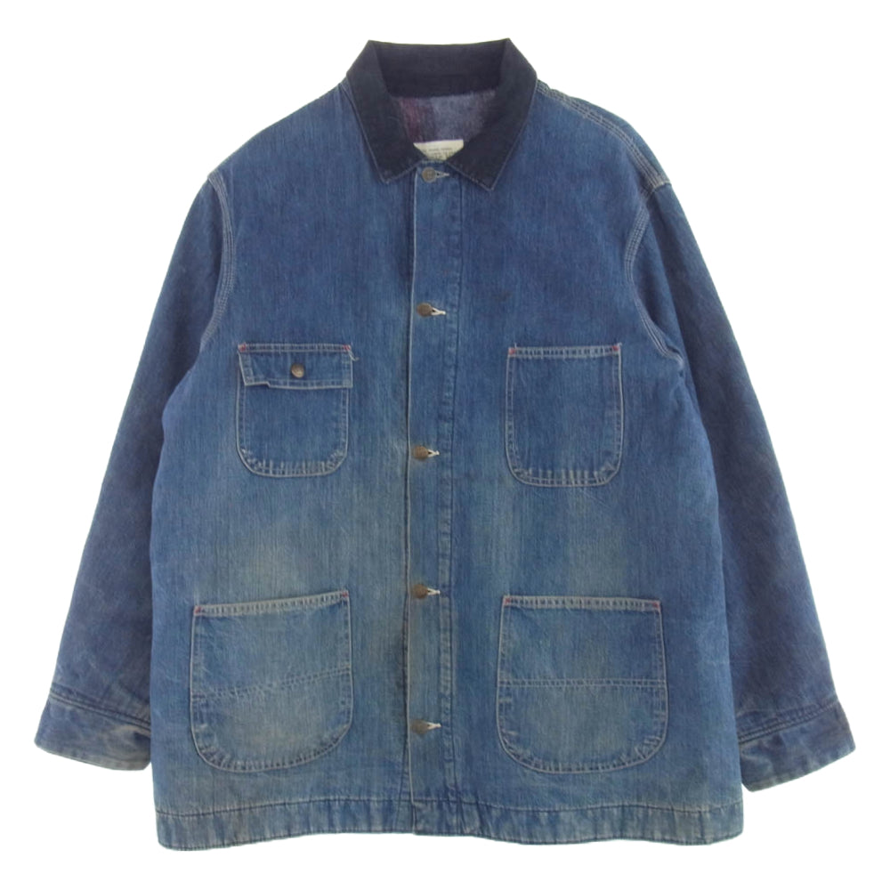 シアーズ 70s~80s ヴィンテージ 裏地 ブランケット デニム カバーオール インディゴブルー系 XXL【中古】