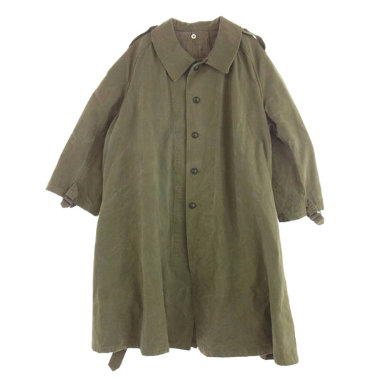 フランス軍 ヴィンテージ Motorcycle Coat モーターサイクル ミリタリー コート カーキ系 1【中古】