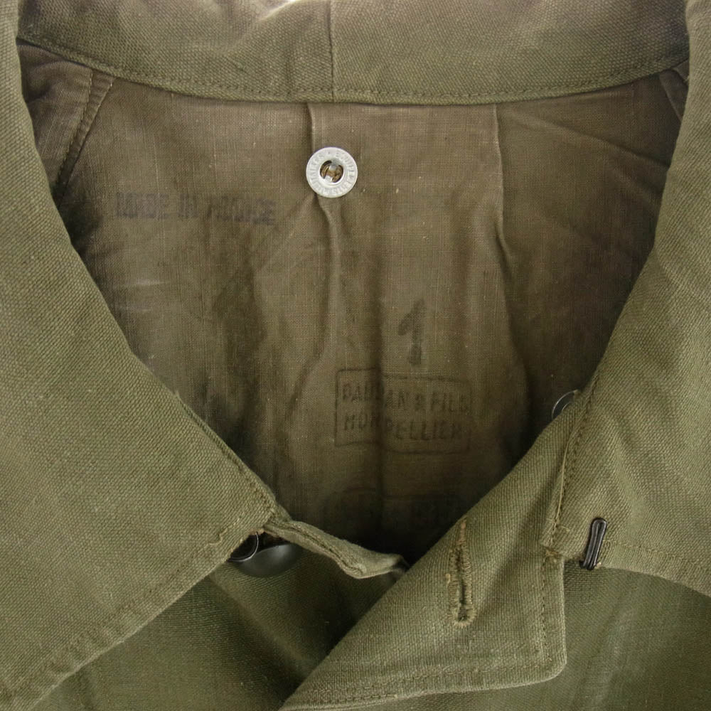 フランス軍 ヴィンテージ Motorcycle Coat モーターサイクル ミリタリー コート カーキ系 1【中古】