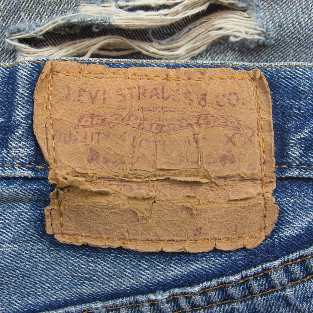Levi's リーバイス 501 66前期 BIGE リペア ダメージ デニム パンツ インディゴブルー系【中古】