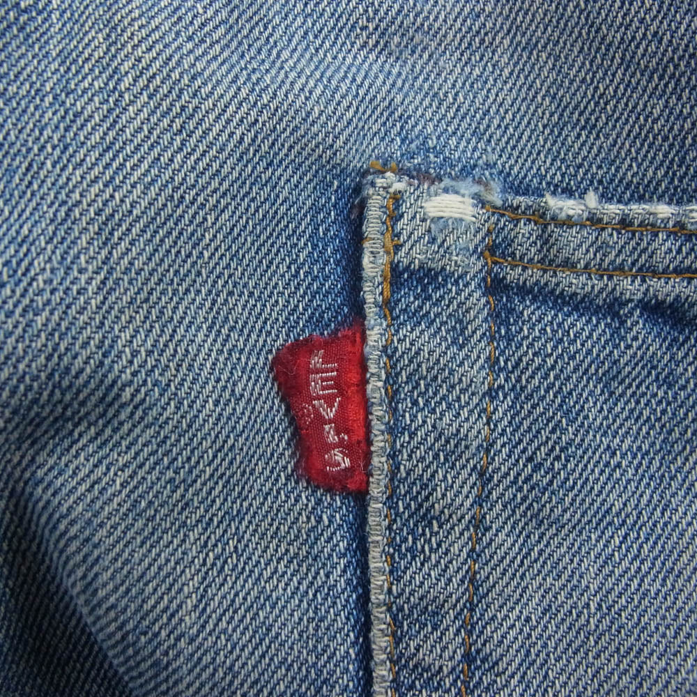 Levi's リーバイス 501 66前期 BIGE リペア ダメージ デニム パンツ インディゴブルー系【中古】