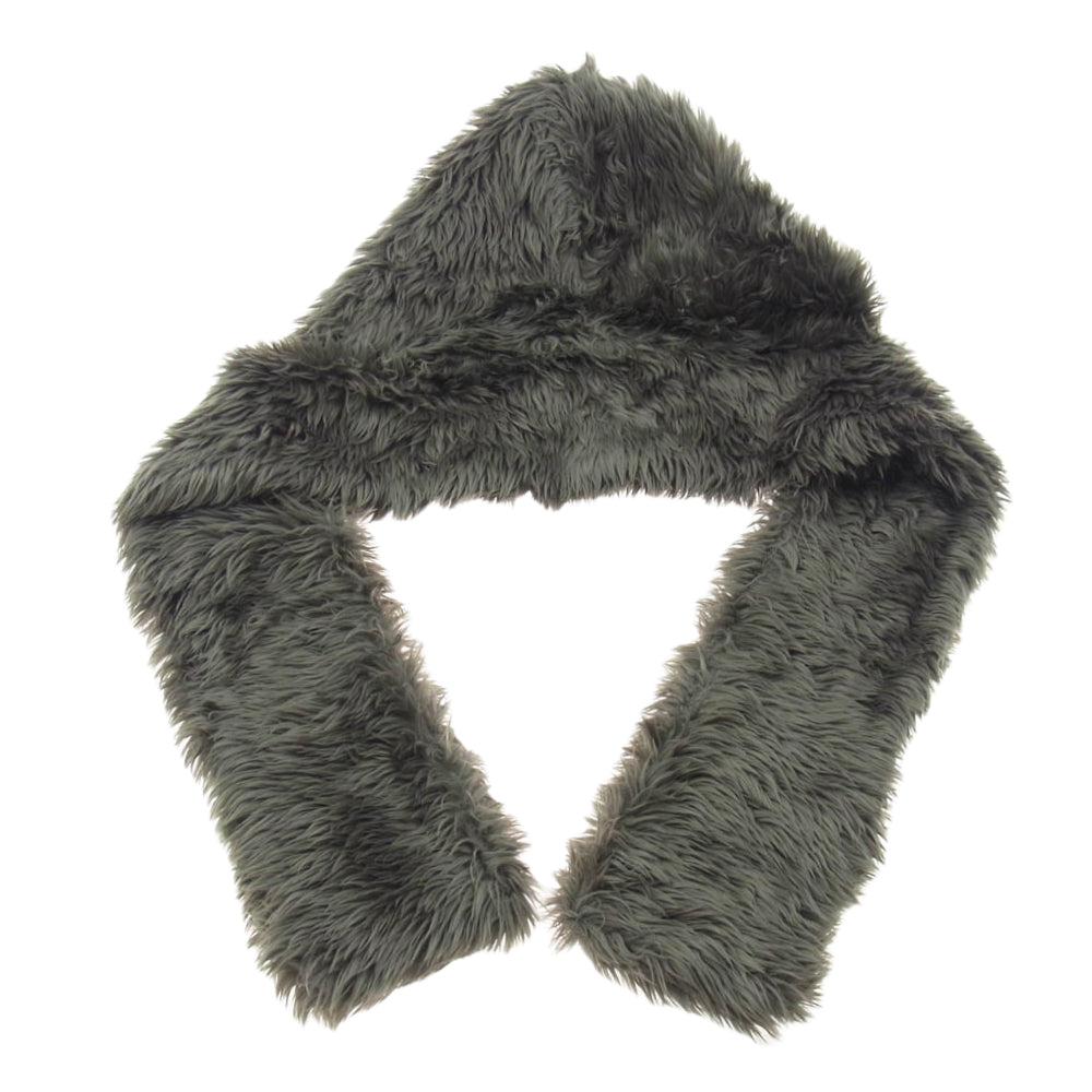 ユハ 10180902 FUR HOODED MUFFLER ファー フード マフラー グレー系 F【新古品】【未使用】【中古】