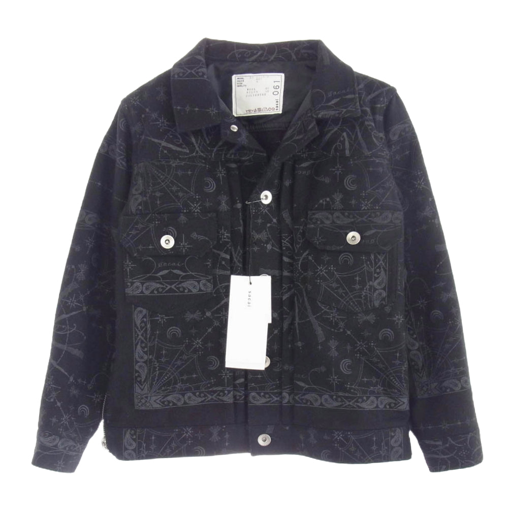 Sacai サカイ 20-00061K キッズモデル Dr.Woo ドクターウー ペイズリー総柄 ウール ジャケット ブラック系 6【新古品】【未使用】【中古】