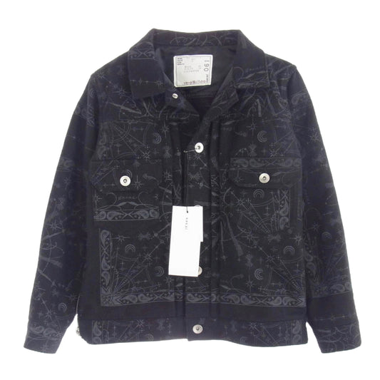 Sacai サカイ 20-00061K キッズモデル Dr.Woo ドクターウー ペイズリー総柄 ウール ジャケット ブラック系 6【新古品】【未使用】【中古】