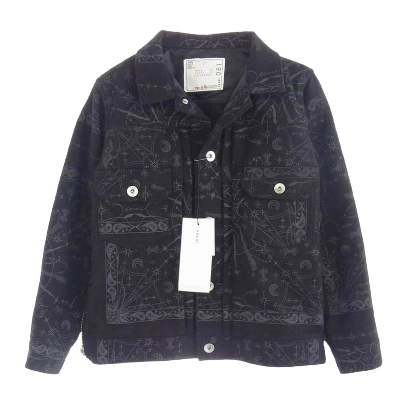 Sacai サカイ 20-00061K キッズモデル Dr.Woo ドクターウー ペイズリー総柄 ウール ジャケット ブラック系 6【新古品】【未使用】【中古】