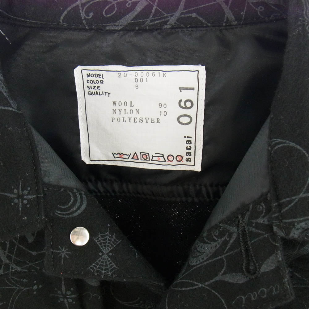 Sacai サカイ 20-00061K キッズモデル Dr.Woo ドクターウー ペイズリー総柄 ウール ジャケット ブラック系 6【新古品】【未使用】【中古】