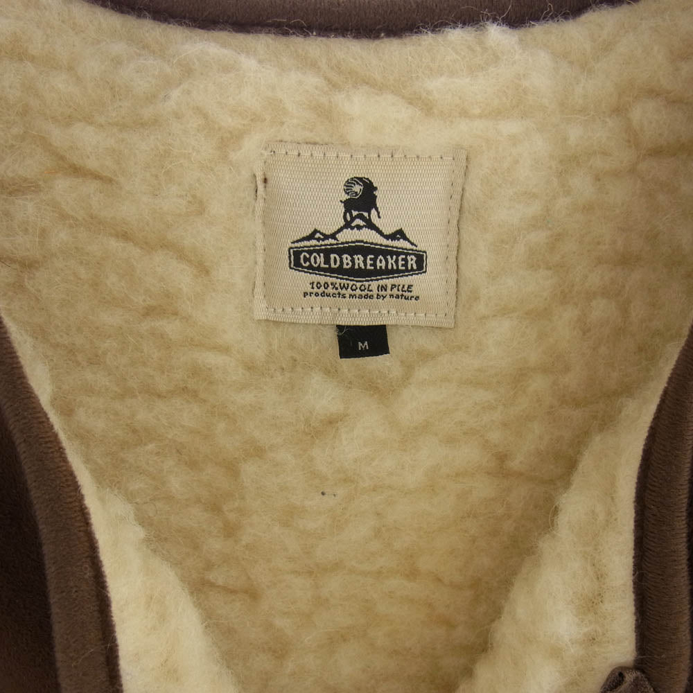 コールドブレーカー NO COLLAR VELOUR ZIP VEST ノーカラー ベロア ジップベスト ブラウン系 M【中古】