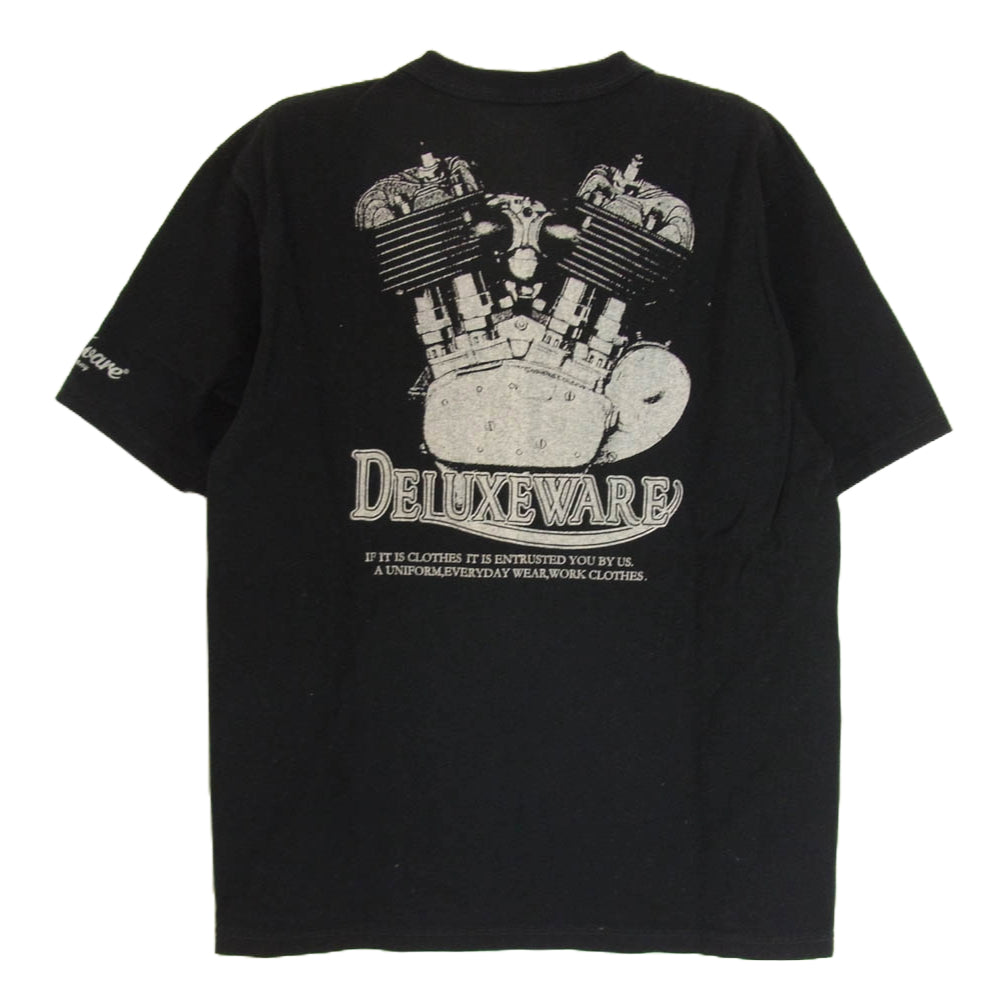 DELUXE デラックス ロゴプリント 半袖 Tシャツ ブラック系 S【中古】