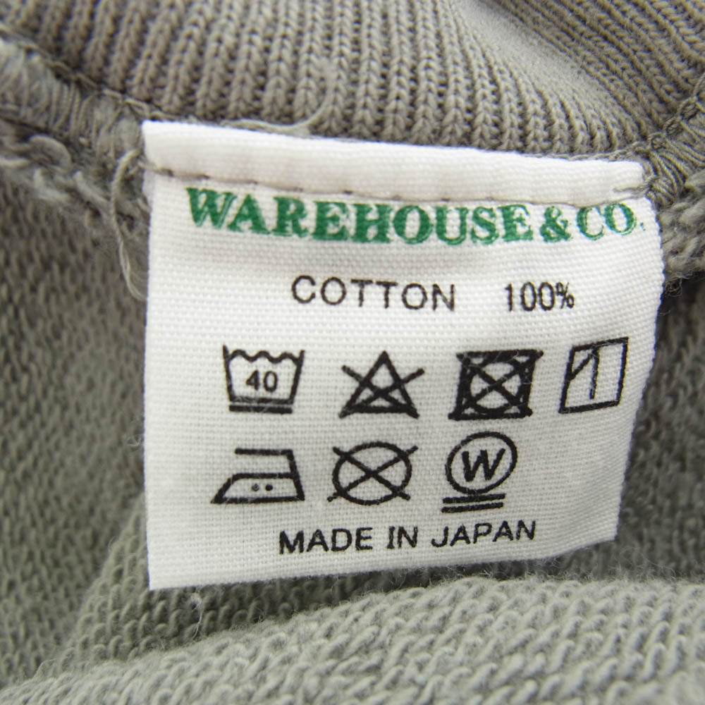 WAREHOUSE ウエアハウス Satans Cellar 染み込みプリント 半袖 クルーネック スウェット グレー系 レッド系 M 38-40【中古】