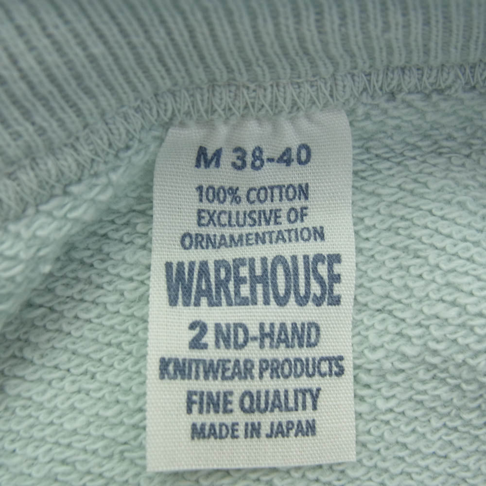WAREHOUSE ウエアハウス HAPPY CAMP 染み込みプリント 半袖 クルーネック スウェット ライトグリーン系 M 38-40【中古】