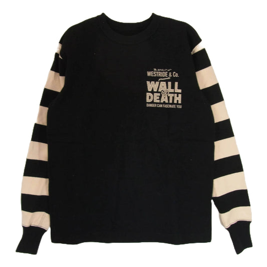 WESTRIDE ウエストライド アーム ボーダー クルーネック スウェット ブラック系 36【中古】