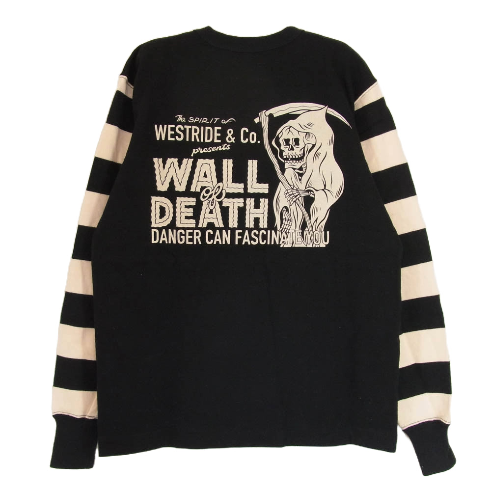 WESTRIDE ウエストライド アーム ボーダー クルーネック スウェット ブラック系 36【中古】