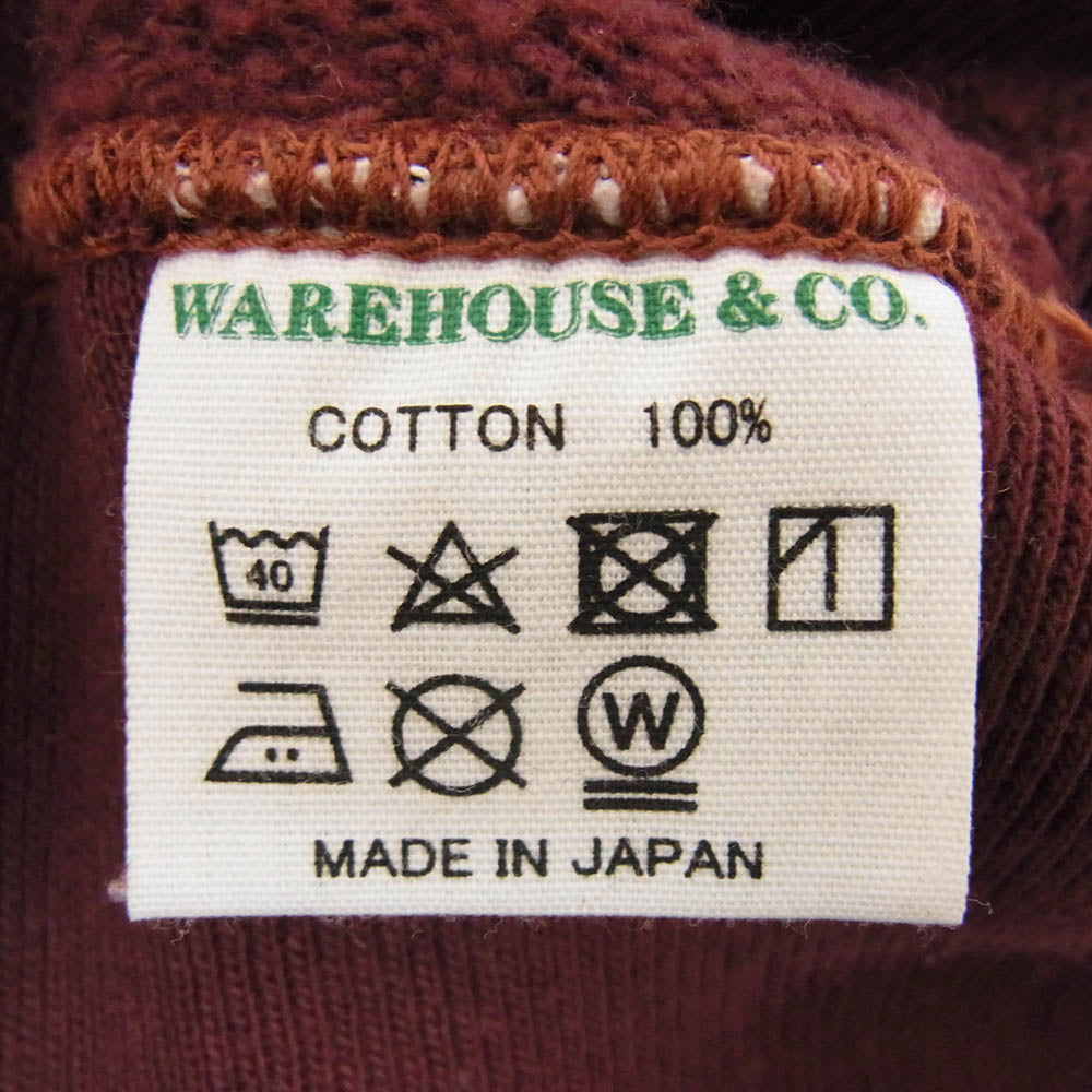 WAREHOUSE ウエアハウス IO3rd CATD フロッキー プリント 長袖 クルーネック スウェット エンジ系 38【中古】