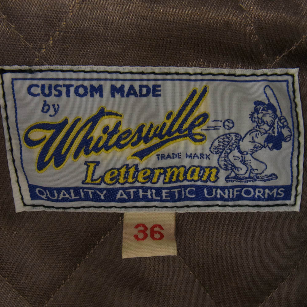WHITESVILLE ホワイツビル BLUE CHICAGO 袖革 レザー メルトン スタジャン ブラック系 オフホワイト系 36【中古】