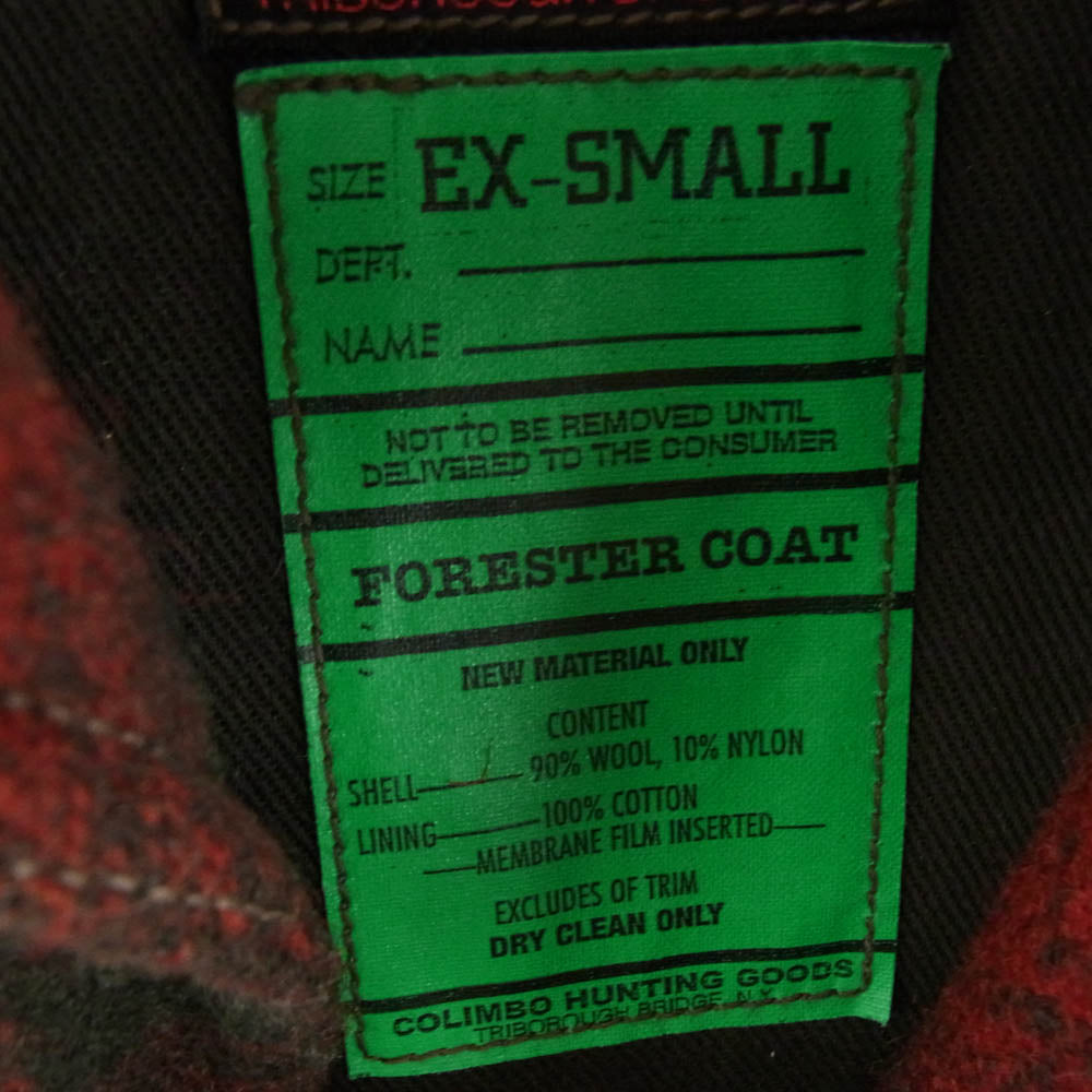 COLIMBO コリンボ ZY-0141 Forester Coat フォレスター コート ハンティング ウール フーディ ジャケット レッド系 XS【中古】