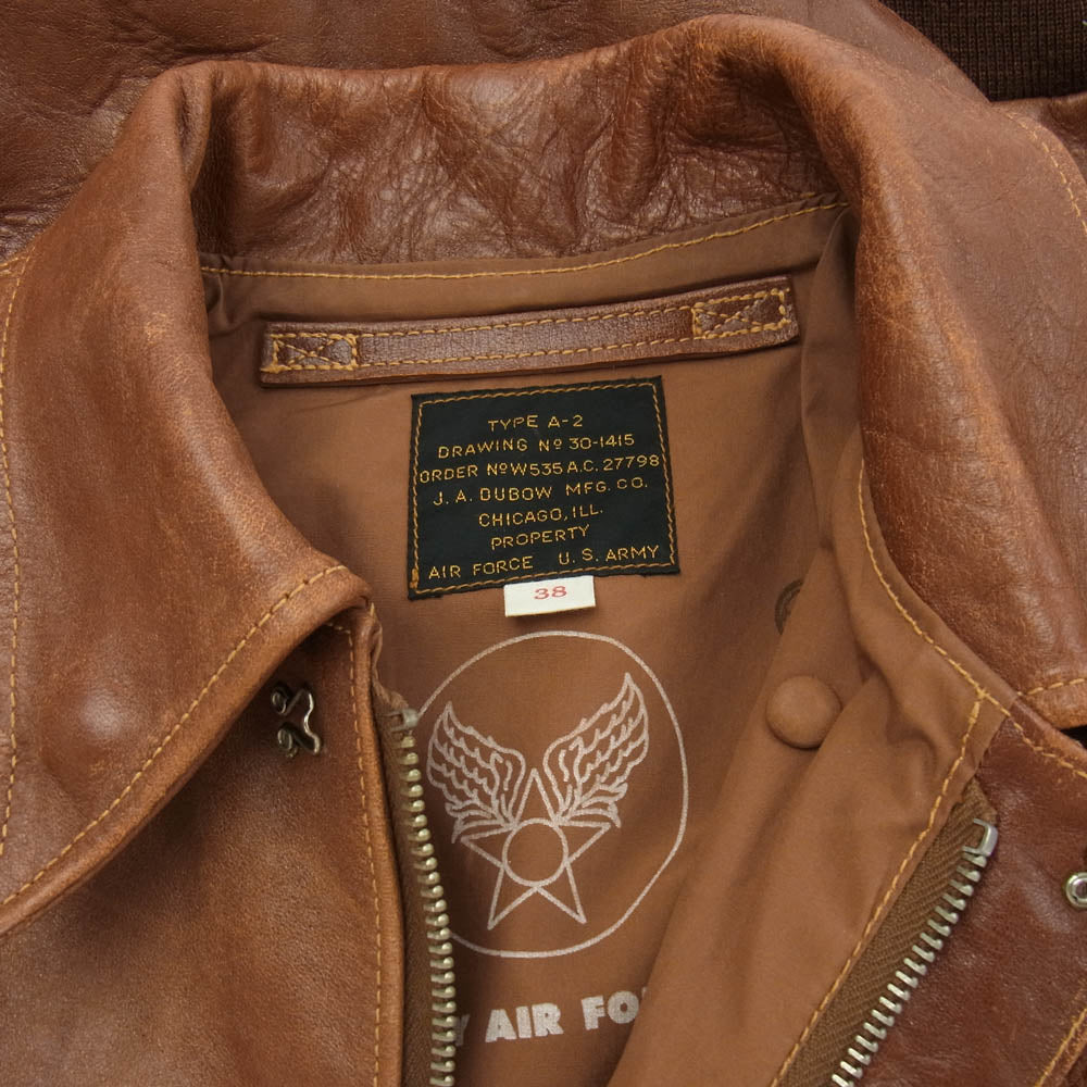 Buzz Rickson's バズリクソンズ M83181 実名復刻 A-2 J.A Dubow w535 A.C.27798 ミリタリー レザー フライト ジャケット ブラウン系 38【中古】