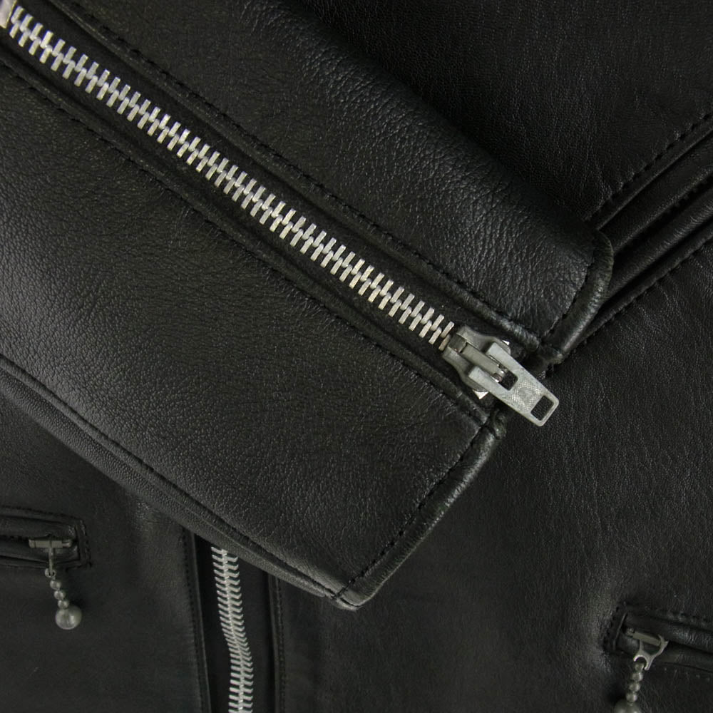 ADDICT CLOTHES アディクトクローズ AD-03D × Deus Ex Machina シープレザー ライダース ジャケット 羊革 ブラック系 36【中古】