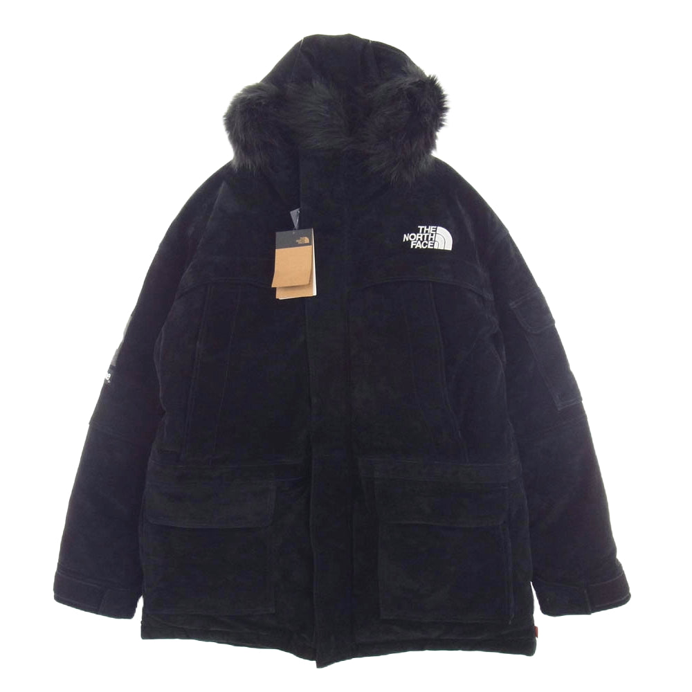 Supreme シュプリーム 23AW × The North Face ノースフェイス Suede 600 Fill Down Parka スエード ダウン パーカ ファーフード付き ジャケット ブラック系 L【中古】