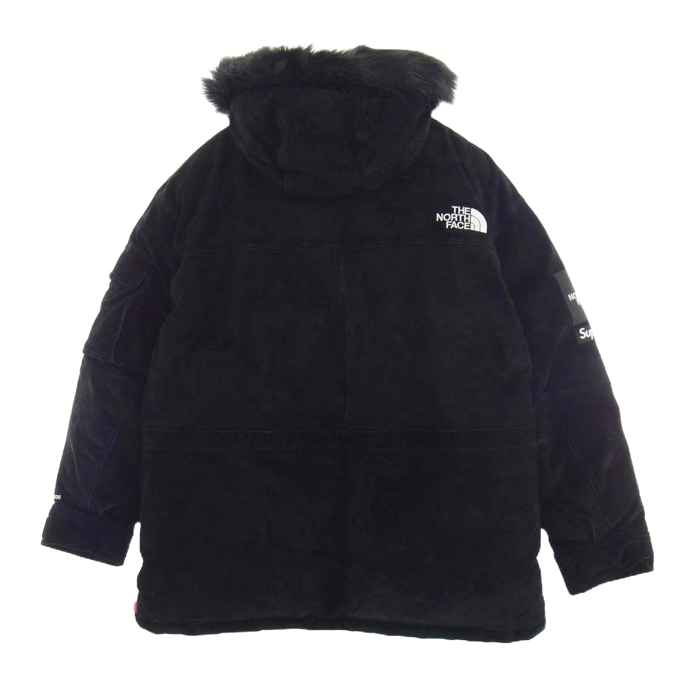 Supreme シュプリーム 23AW × The North Face ノースフェイス Suede 600 Fill Down Parka スエード ダウン パーカ ファーフード付き ジャケット ブラック系 L【中古】