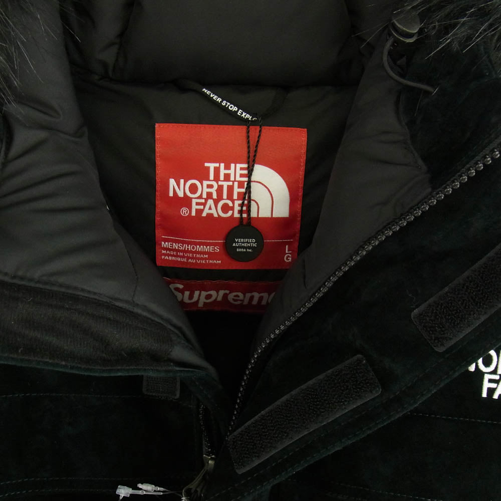 Supreme シュプリーム 23AW × The North Face ノースフェイス Suede 600 Fill Down Parka スエード ダウン パーカ ファーフード付き ジャケット ブラック系 L【中古】