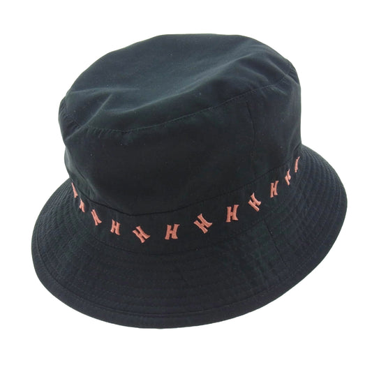 HERMES エルメス Hロゴ 刺繍 バケットハット 帽子 ブラック系 59【中古】