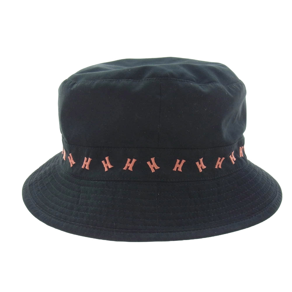 HERMES エルメス Hロゴ 刺繍 バケットハット 帽子 ブラック系 59【中古】