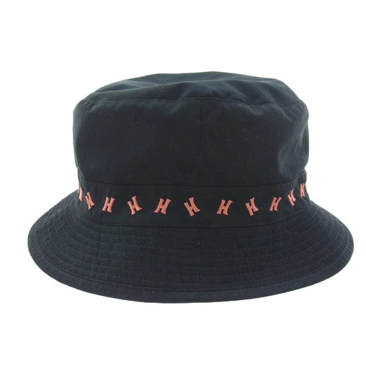 HERMES エルメス Hロゴ 刺繍 バケットハット 帽子 ブラック系 59【中古】