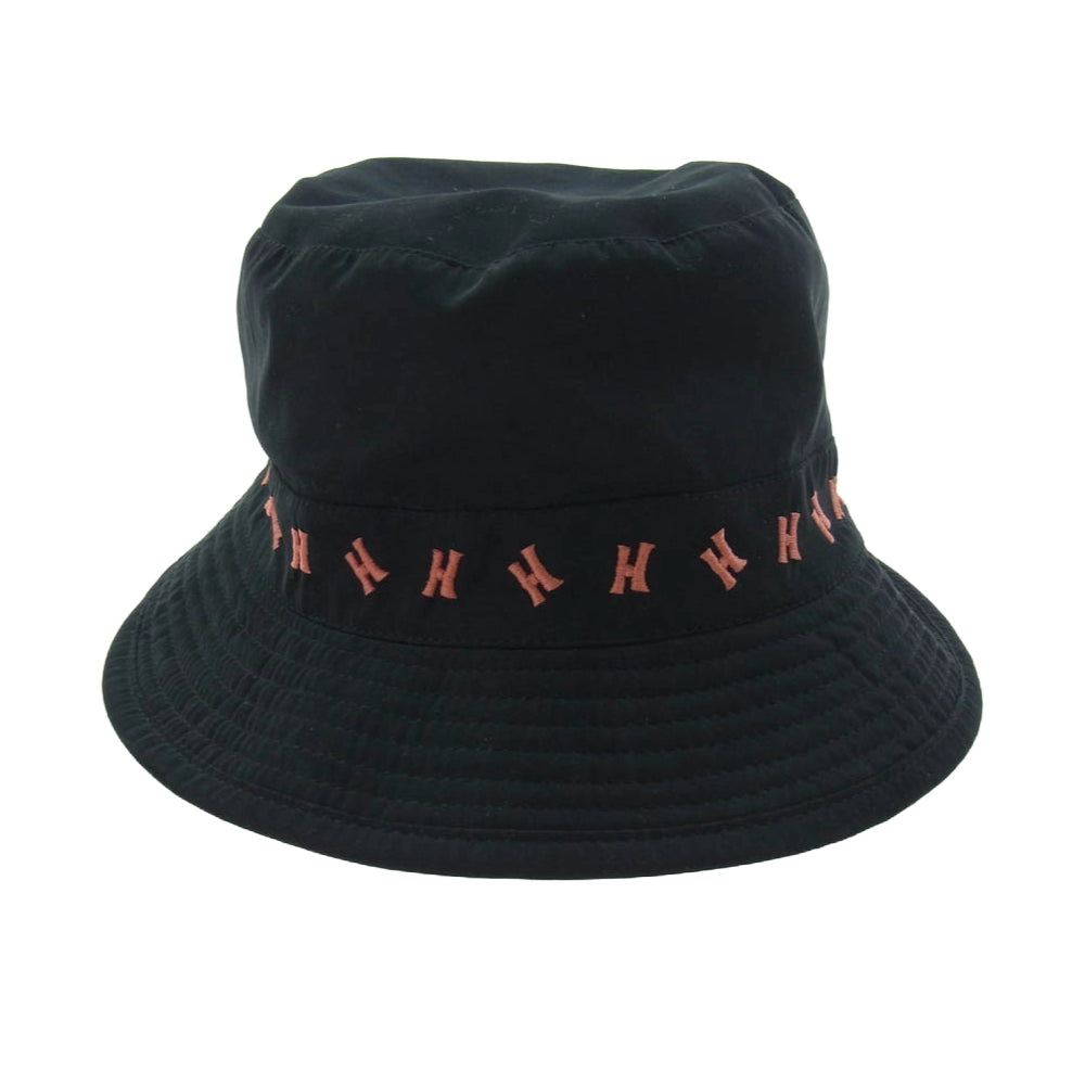 HERMES エルメス Hロゴ 刺繍 バケットハット 帽子 ブラック系 59【中古】